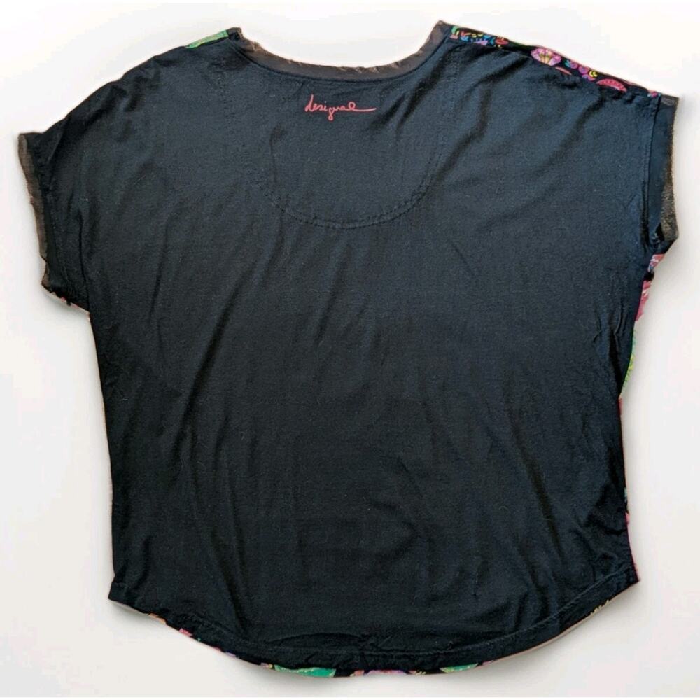 Desigual Y2K Graphic Top Womens L Folk Mandala Boho Festival Dolman Sleeve Tee - Picture 2 of 8